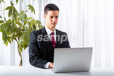 男性ビジネスマンがパソコンで仕事をする a0010158PH