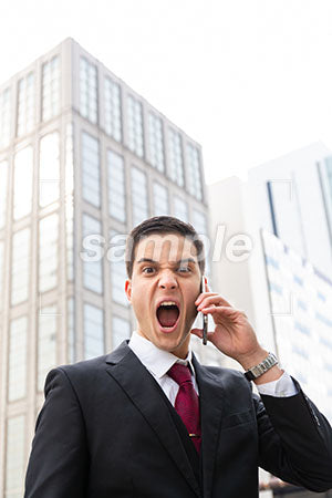 ビジネスマンの男性の激怒！の表情　電話しながら激怒 a0010564PH