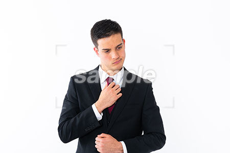ビジネスマンの男性がネクタイを触る a0011055PH