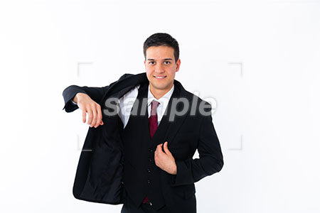 スーツを着ている外国人男性の微笑む顔 a0011067PH