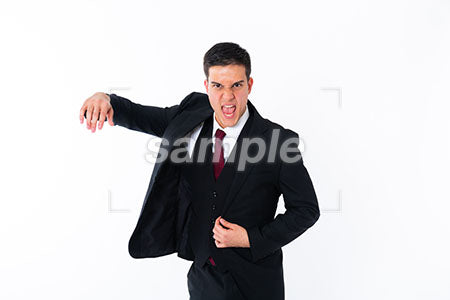 ビジネスマンの男性の激怒！の表情　ジャケットを着て激怒 a0011074PH