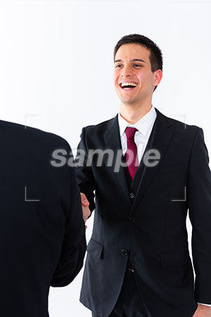 ビジネスマンの男性が握手して笑う a0011273PH