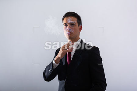 ビジネスマン 男性の普通の表情 タバコを吸う a0011284PH