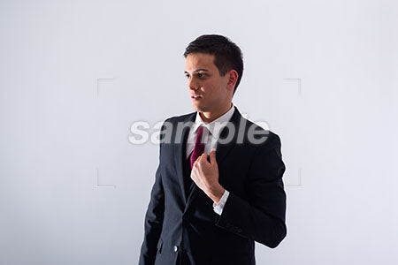 スーツの男性が普通の表情で左を見る a0011317PH
