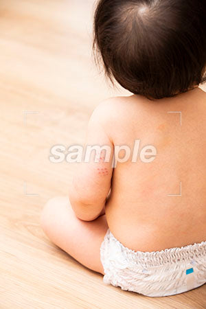 床に座るオムツの赤ちゃんの後ろ姿・背中 a0030348PH
