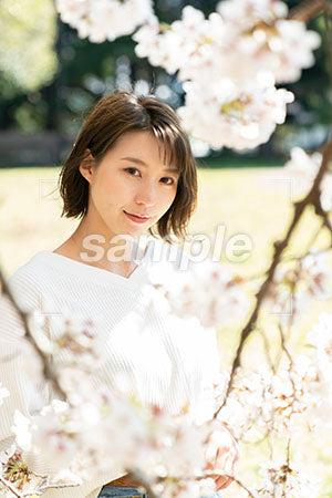 桜と笑顔の女性 a0050050PH