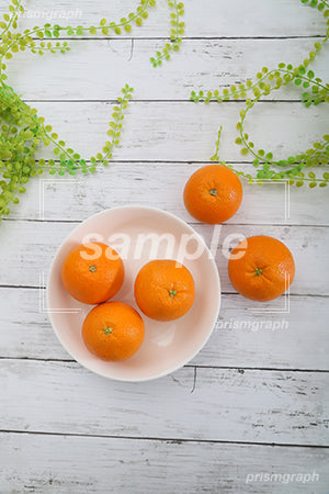 オレンジ、みかんをお皿に入れたシーン c0130011PH